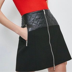 Karen Millen faux eather quilted A Line skirt size US 10